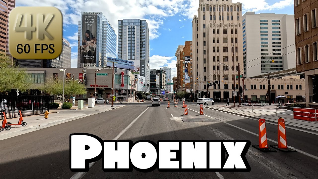 Driving Around Downtown Phoenix, Arizona in 4k Video