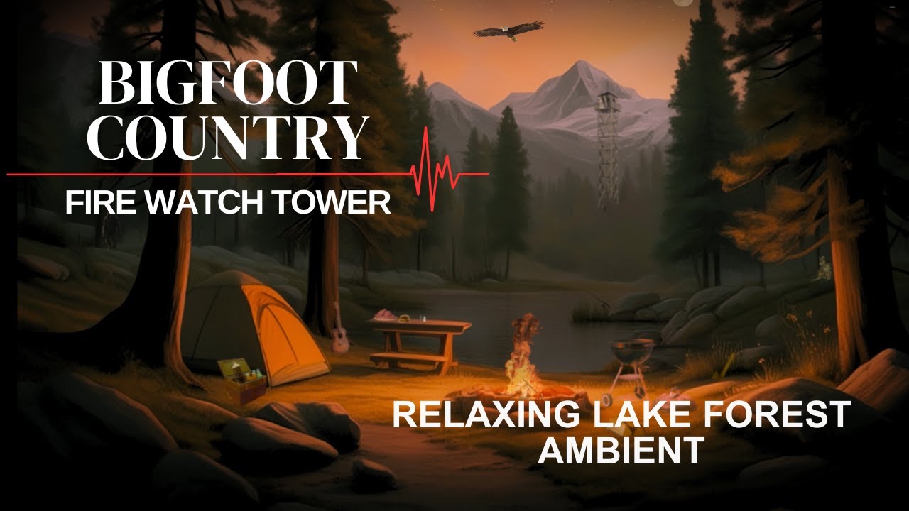 Live🔴Relaxing forest sounds   Bigfoot country Fire Watch Tower lake   #BigfootCampfire #forestvibes