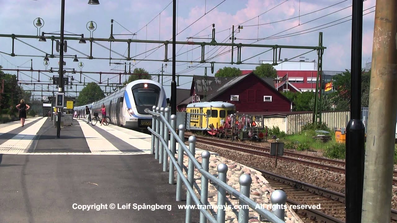 SL X60 commuter trains at Knivsta, Sweden