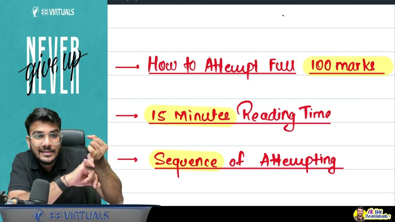 Attempt Full 100 Marks in 3 Hours | Sequence of Solving | 15 Mins Reading Time | CA Aakash Kandoi