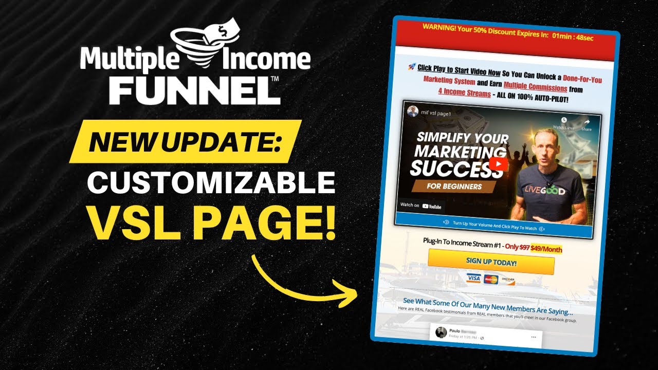 Multiple Income Funnel System UPDATE 😮 Customizable VSL Page!