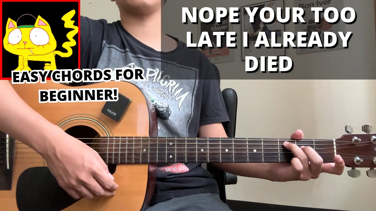 Nope Your Too Late I Already Died (Guitar Tutorial) No Capo! Easy Chords For Beginner!