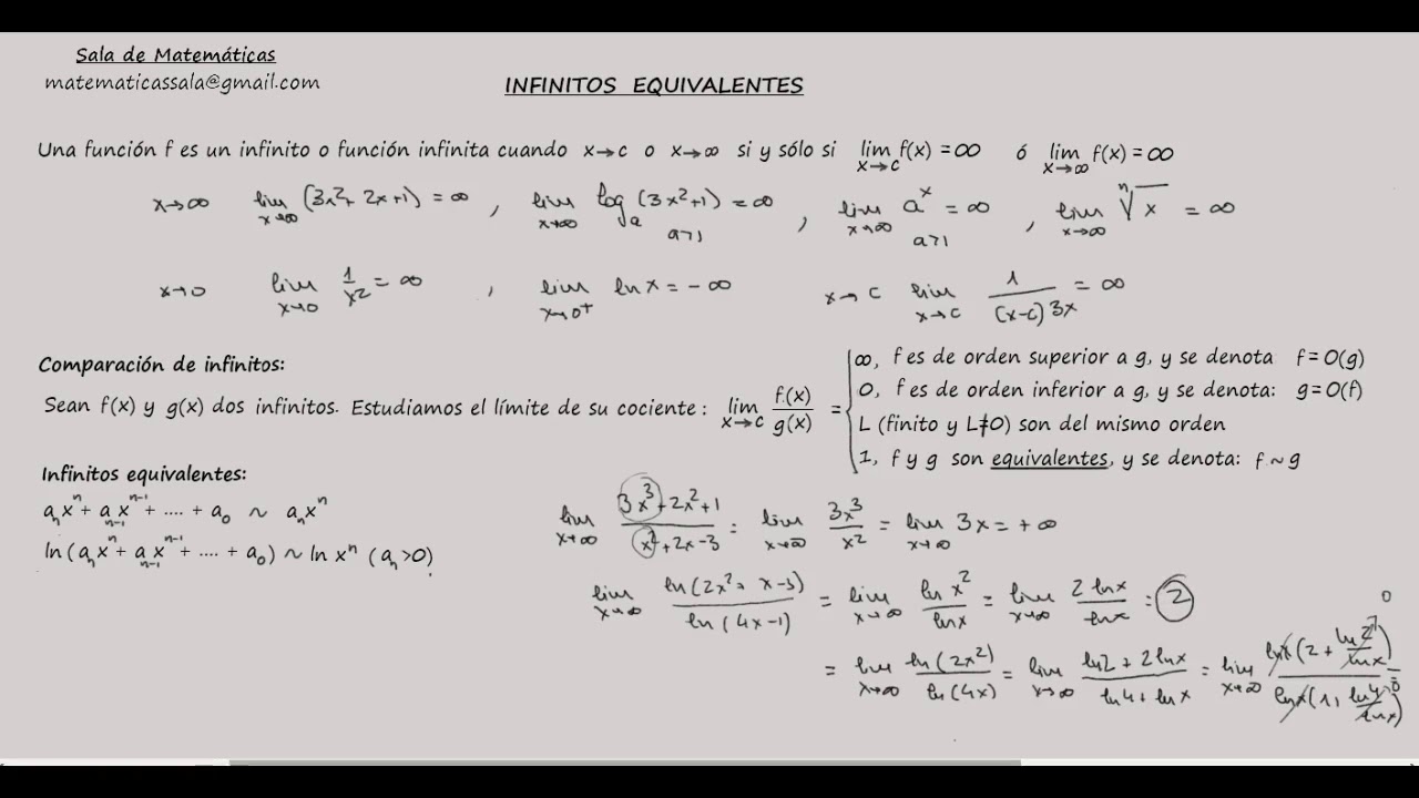 Límites de funciones. Infinitos. Infinitos equivalentes