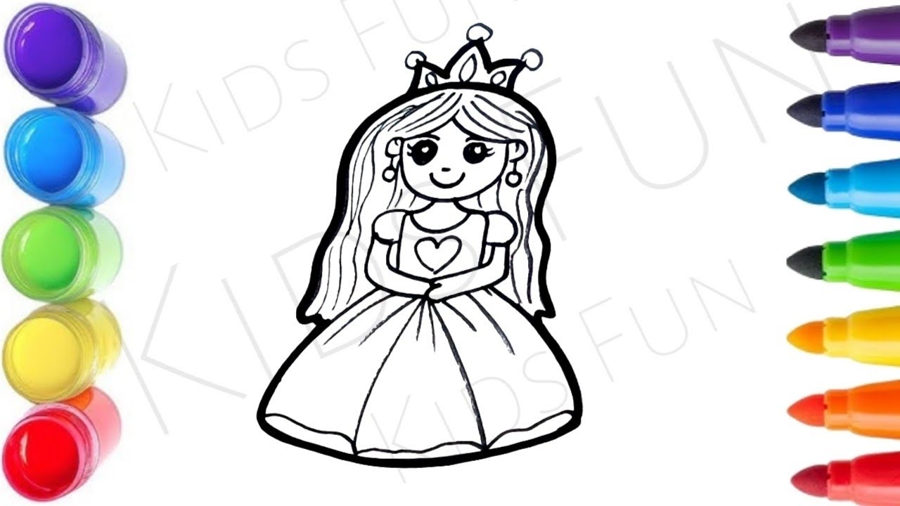 How to draw cute and easy princess | Easy Drawing, Painting and Coloring for Kids & Toddlers, 16