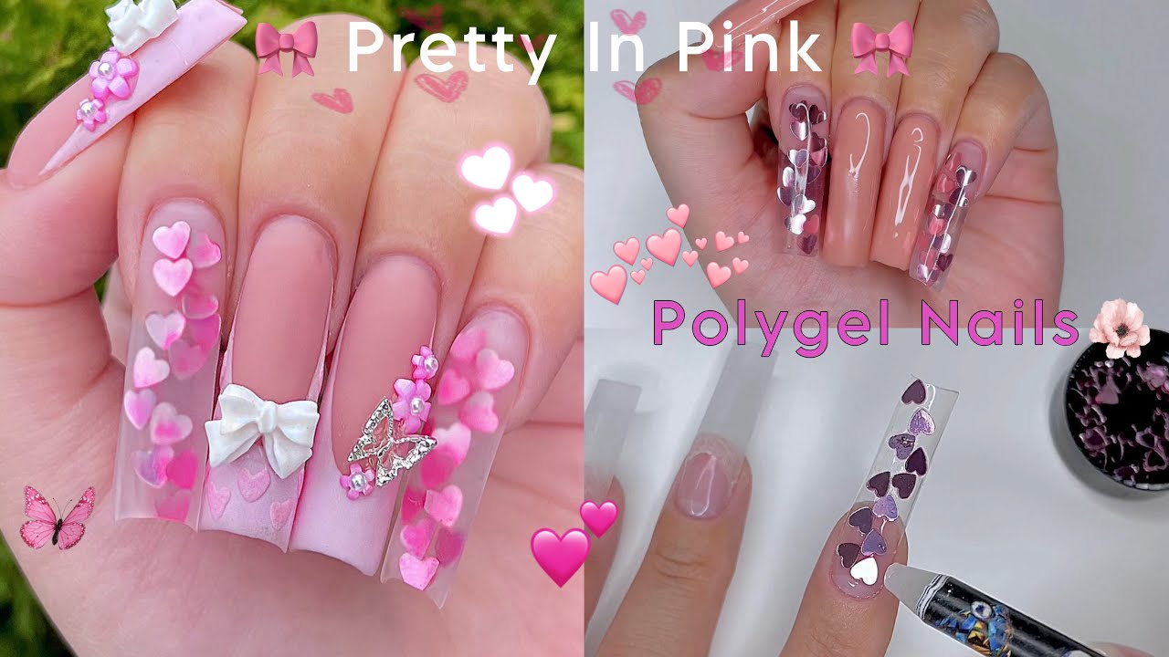 Полигелевые матовые розовые сердечки на ногтях 🎀 | Урок для начинающих