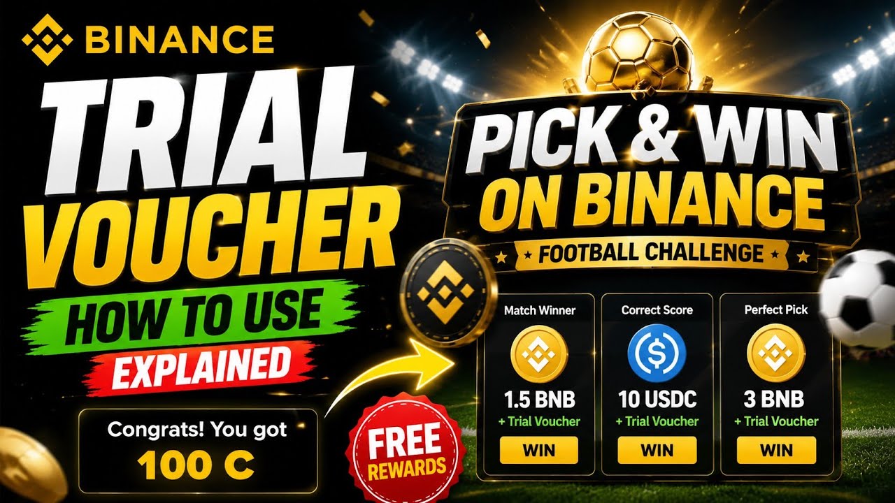 Binance football challenge explained | how to use trial voucher in binance | Pick & Win campaign