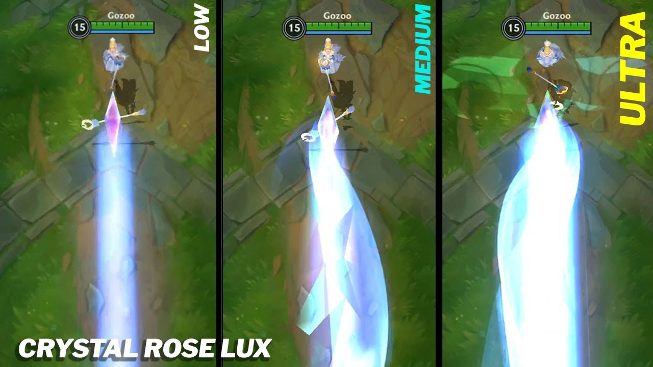Lux Crystal Rose low to Ultra Graphics Effects Comparison Wild Rift