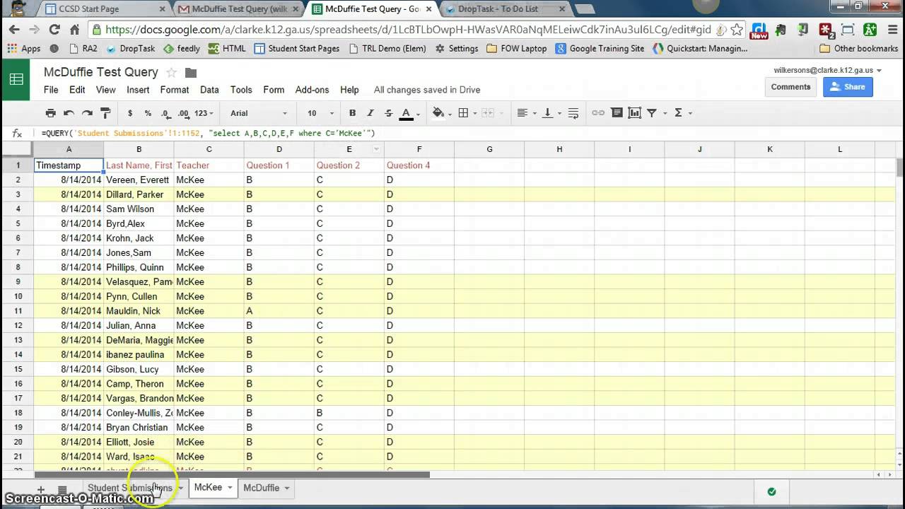 Query in Google Spreadsheets
