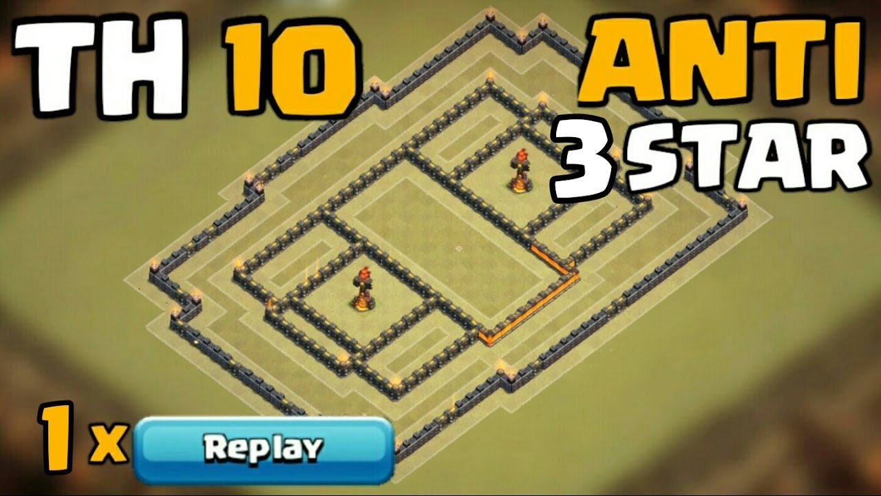 Clash Of Clans - Town Hall 10 (TH10) War Base Anti 3 Star + Replay (December 2016)