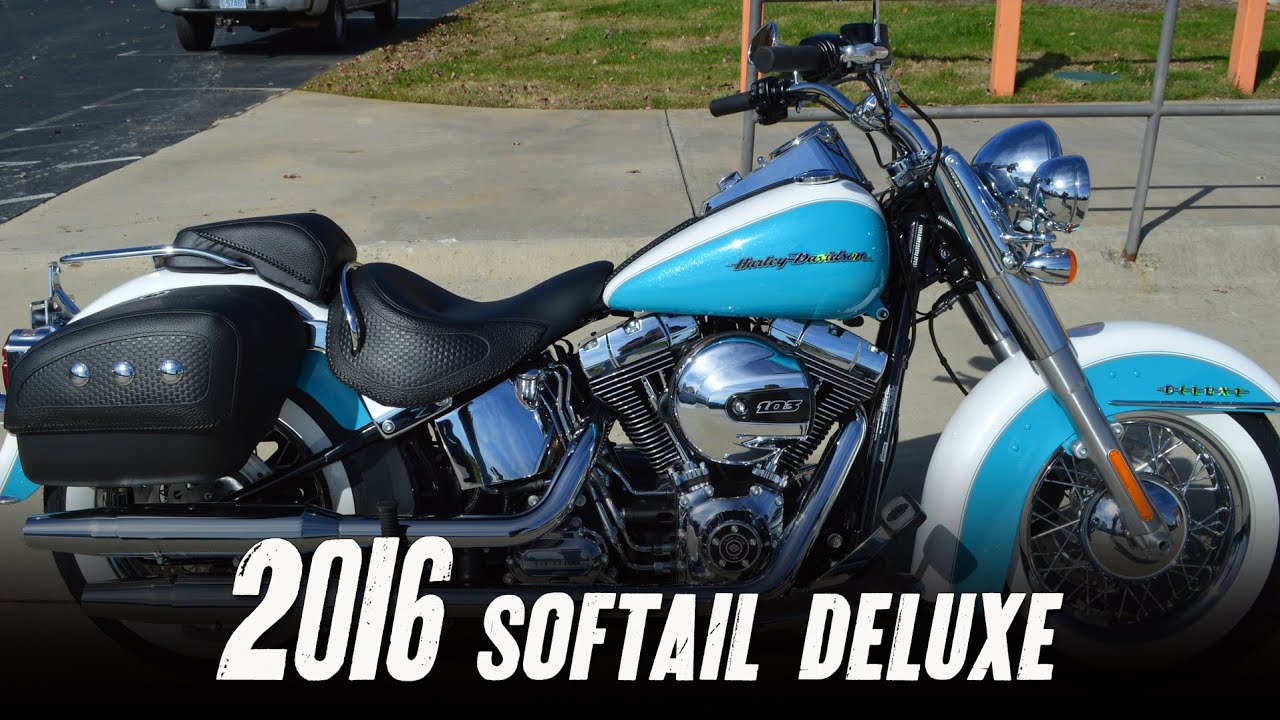 SOLD! 2016 Harley-Davidson Softail Deluxe FLSTN Crushed White & Frosted Teal Pearl