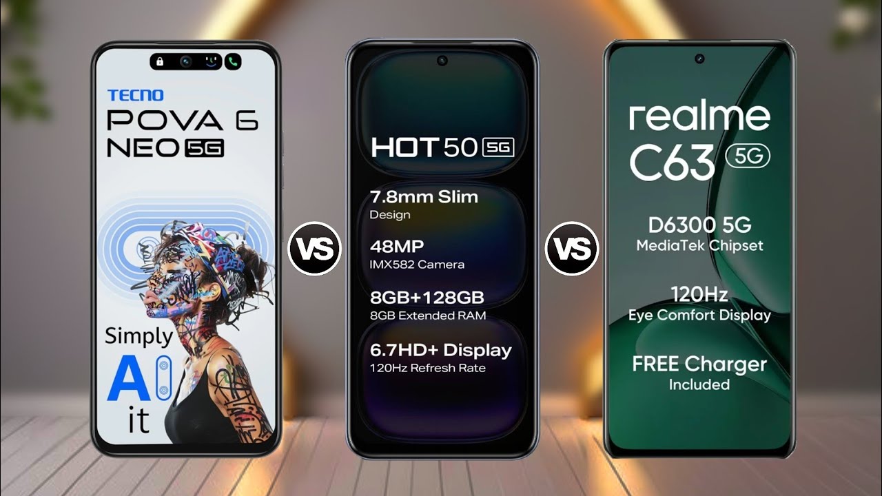 Tecno Pova 6 Neo против Infinix Hot 50 против Realme C63 5G