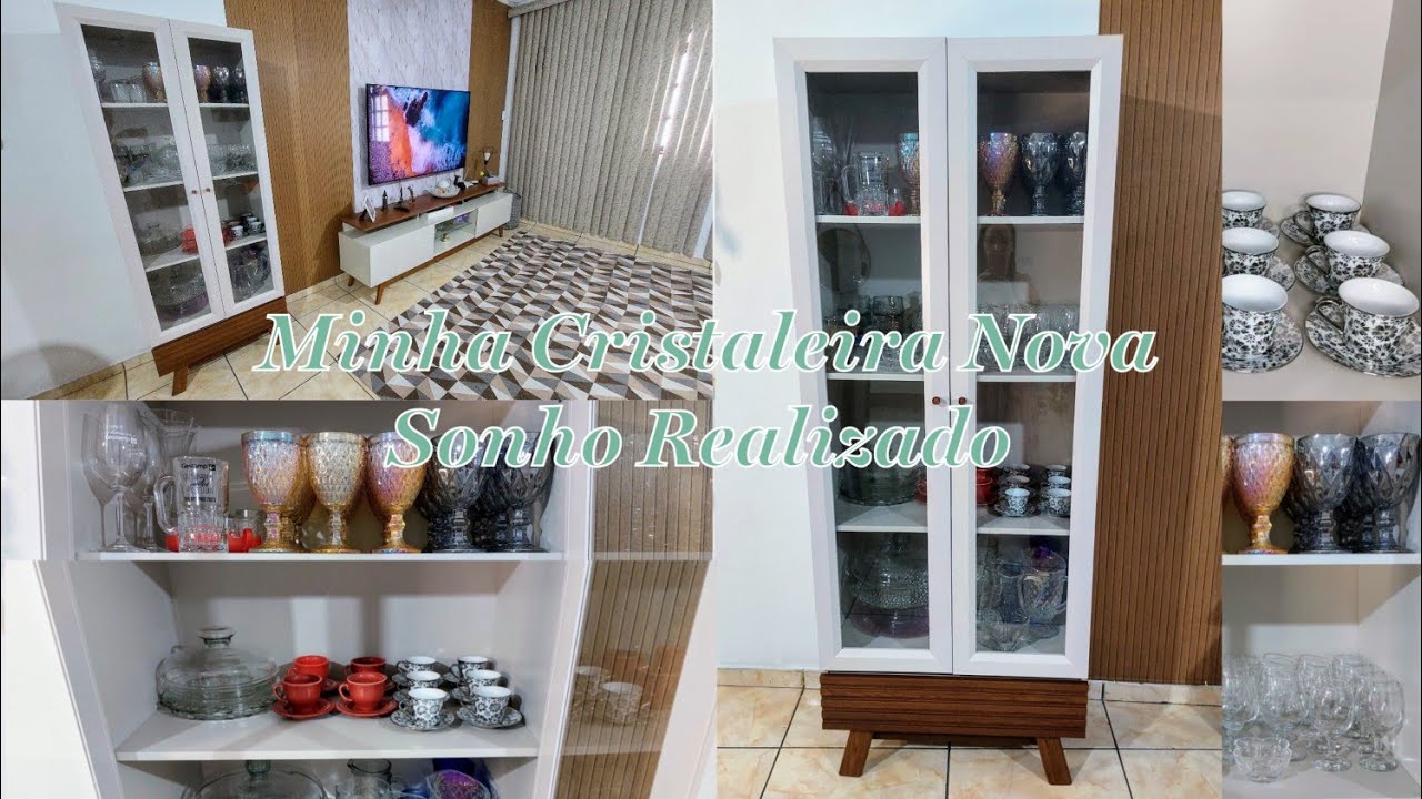 MINHA CRISTALEIRA NOVA/SONHO REALIZADO/ORGANIZANDO E DECORANDO/ CRISTALEIRA RETRÔ MARSALA LINEA