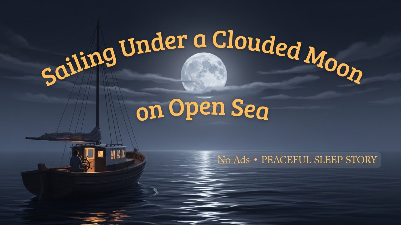 Sailing Under a Clouded Moon on Open Sea | Gentle Night Story