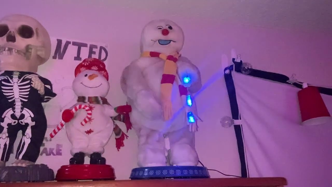 2006 Gemmy Black Hat Spinning SnowFlake Frosty The SnowMan 