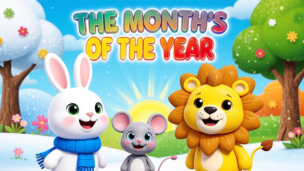👉 The Names of the Months of the Year | Learn Months with Bunny, Mouse & Lion 🐰🐭🦁
