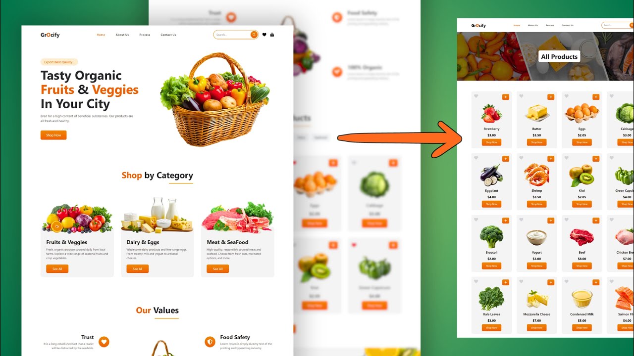 Multipage Grocery Website with React & Tailwind CSS | Beginner-Friendly React Project