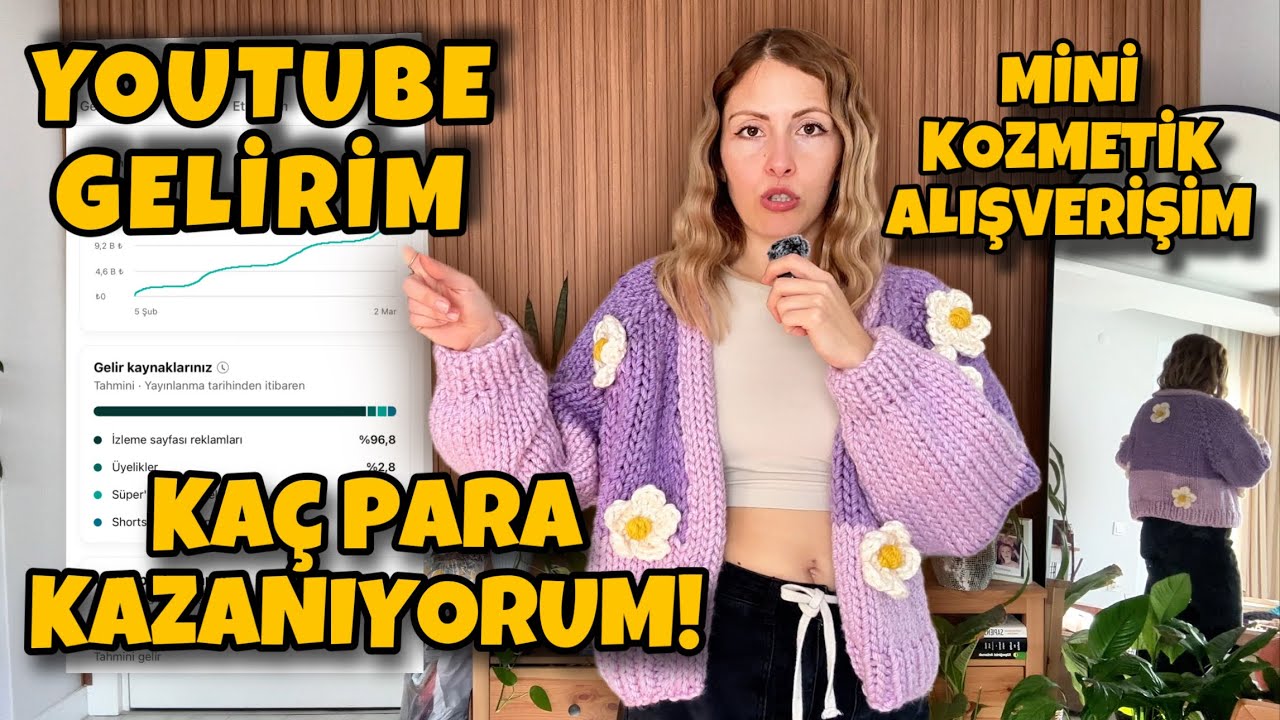 YouTube'tan Ka&ccedil; Para Kazanıyorum? | Mini Kozmetik Alışverişim | &Ouml;rg&uuml; Sohbet Vlog