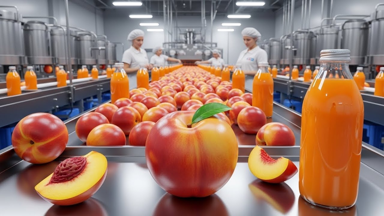 How Peach Juice Is Made Inside a Modern Factory