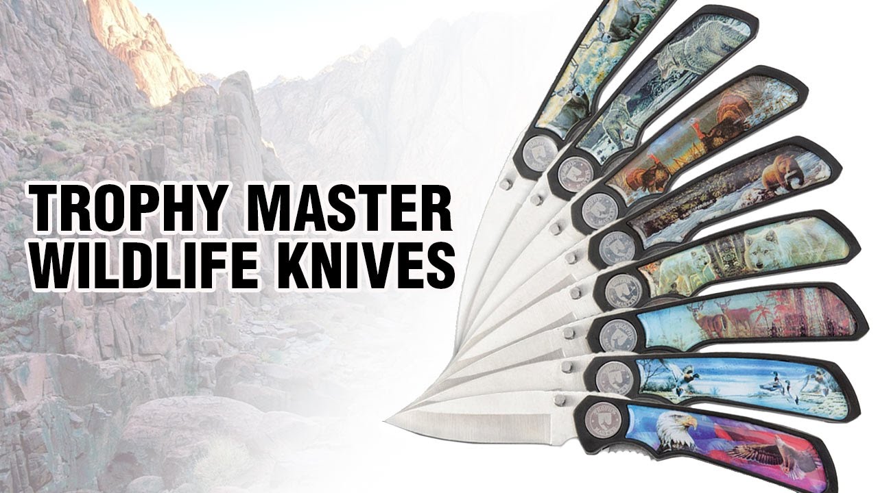 Trophy Master Eight Piece Wildlife Folding Pocket Knife collection