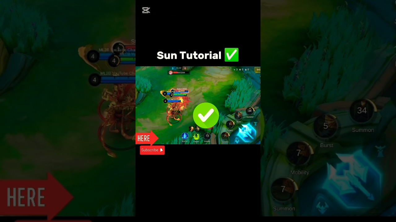 Sun Tutorial Mobile legends #ml2b #mlbb #mobilelegends #sun #shorts