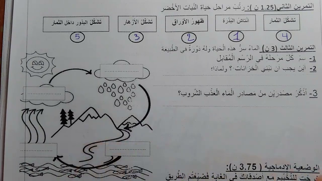 اختبار الفصل الثاني في مادة التربية العلمية للسنة الرابعة ابتدائي نموذج شامل ومقترح بقوة #اختبارات 