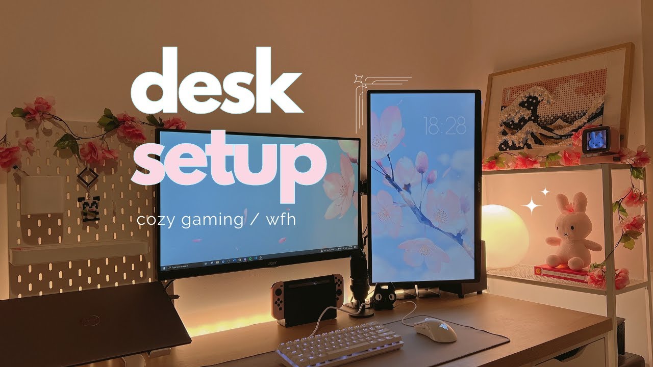 cozy desk makeover ♡ gaming & wfh setup, ikea haul, cute decor & organisation