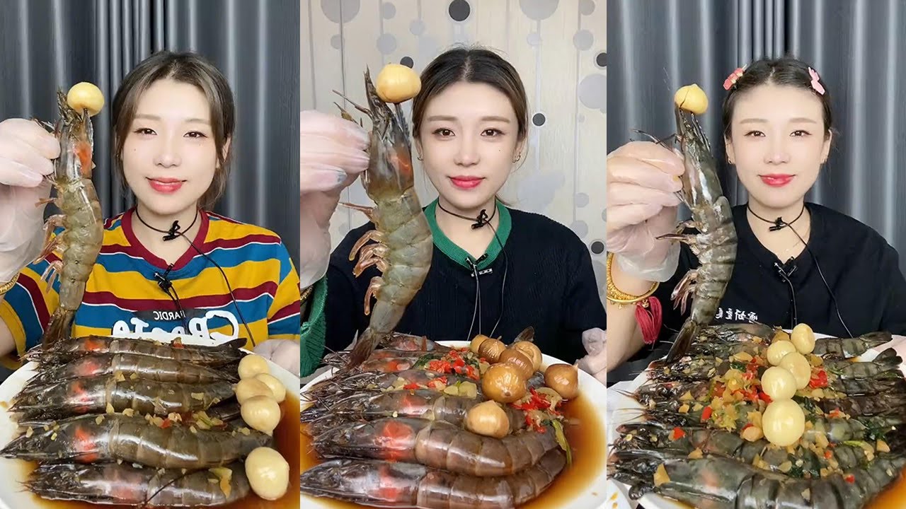 【XueYan Mukbang】Thai Shrimp+Black Tiger Shrimp🦐🍋🧄🌶#Seafood#asmr