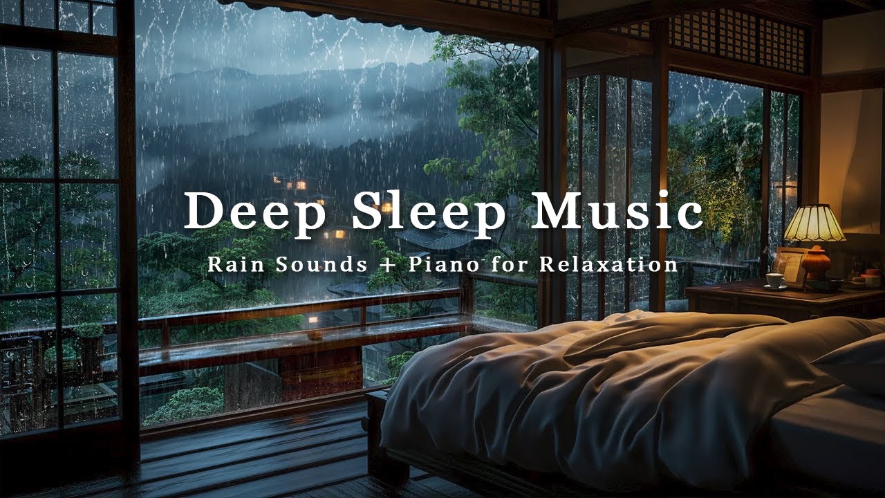 Relaxing Sleep Music + Insomnia - Stress Relief, Rain Sounds in Cozy Bedroom, Deep Sleeping Music