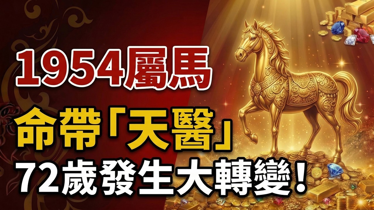 1954年屬馬人必看：命中自帶「天醫」星，72歲後你的身體與財富將發生大轉變！#1954年屬馬 #生肖馬2026運勢 #1954年生肖馬 #風水佈局 #五行 #晚年財運 #2026屬馬運勢 #健康運勢