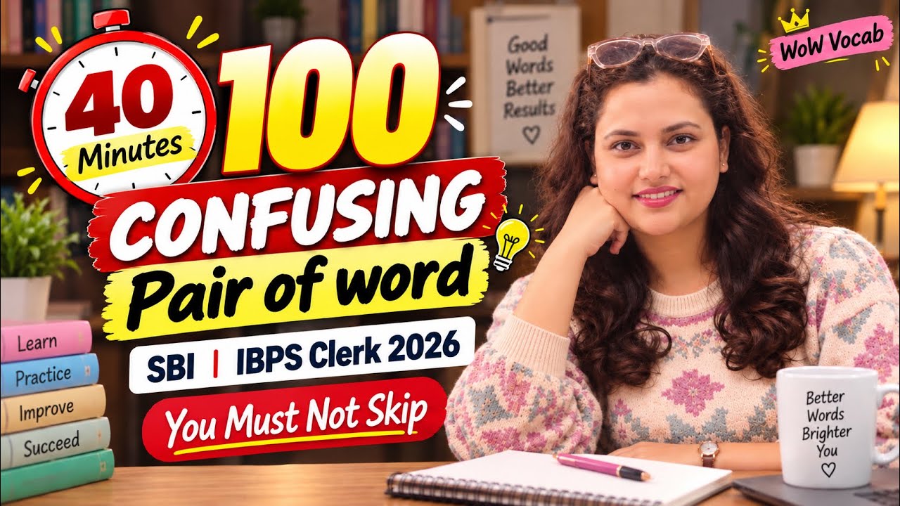 🔥SBI & IBPS Clerk 2026 English | 100 Confusing pair of Words in 40 Minutes | WOW VOCAB