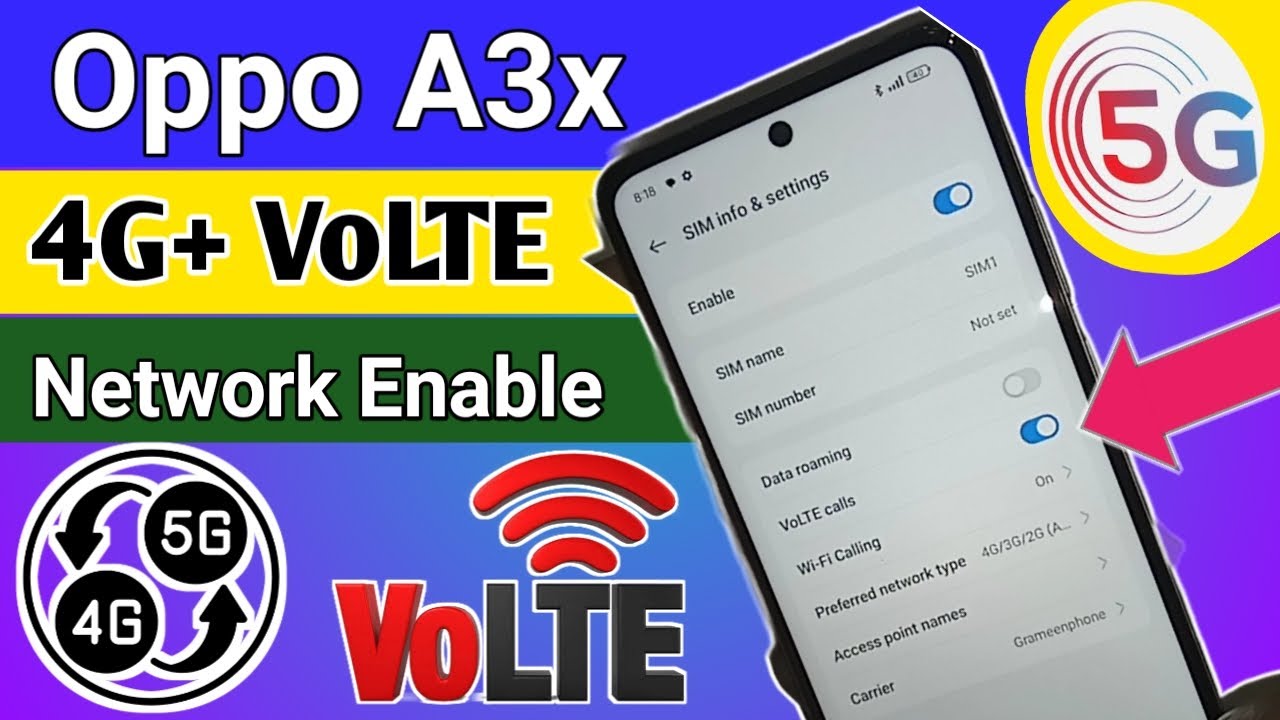Включение сети Oppo A3x 4G+ Volte // Настройки сети