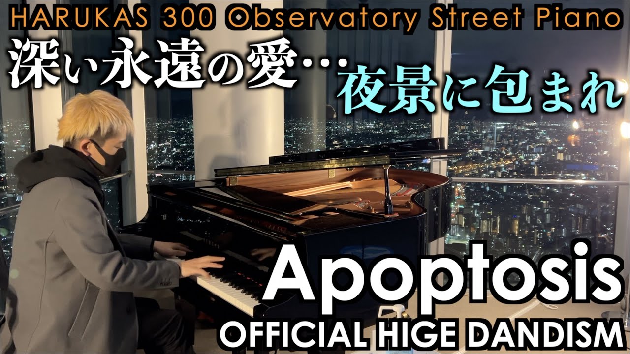 [ストリートピアノ]深い永遠の愛…夜景に包まれ｢アポトーシス｣(Official髭男dism)弾いてみた。[あべのハルカス展望台]