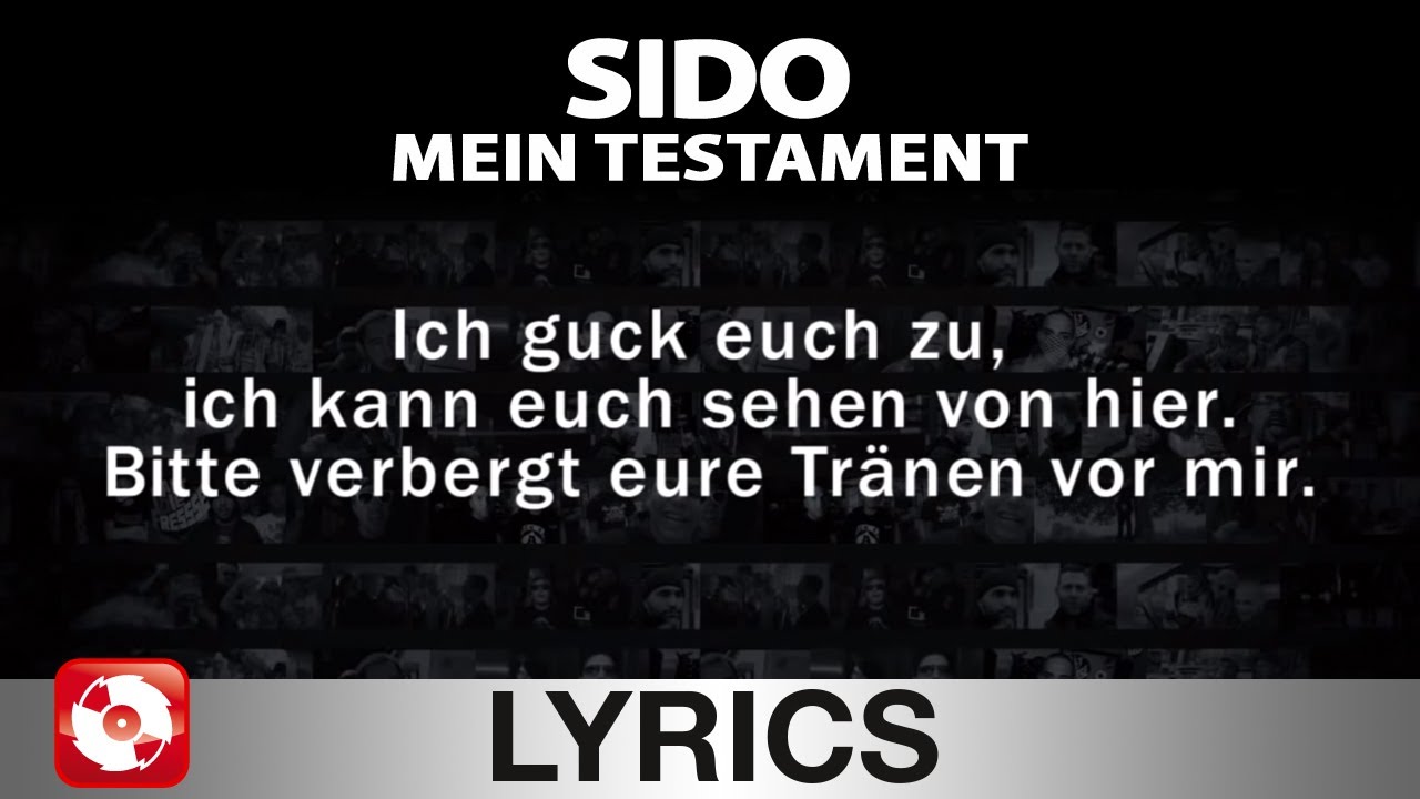 SIDO - MEIN TESTAMENT - AGGROTV LYRICS KARAOKE (OFFICIAL VERSION)