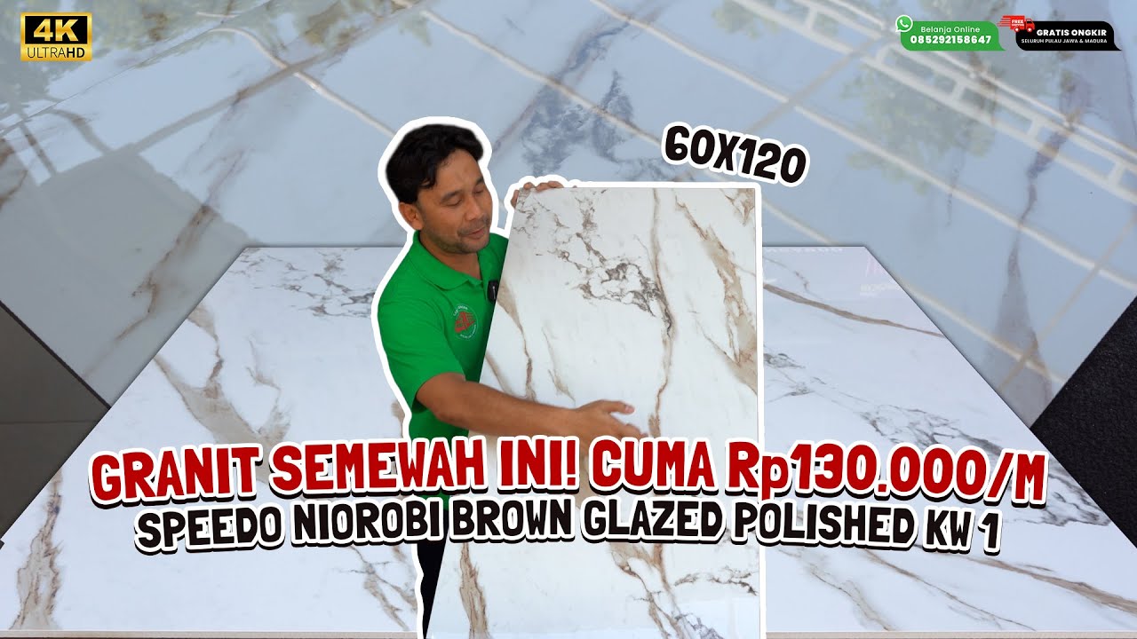 GRANIT 60X120 PROMO Rp130.000/m - PEKAHANNYA MEWAH BANGET❗SPEEDO NIOROBI BROWN, GLAZED POLISH KW 1