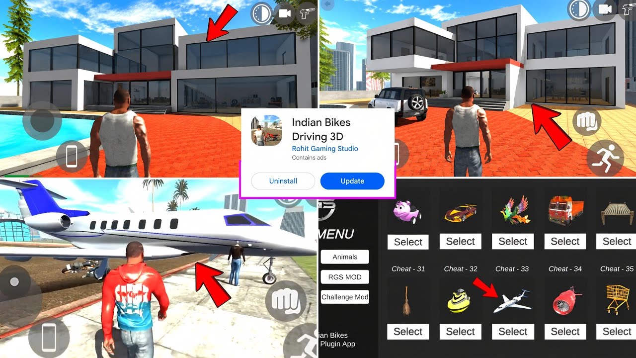 New Update HOUSE Add in Indian Bike Driving 3D 🤯🔥| Private Jet Plane Cheat Code in IBD3D | HIG