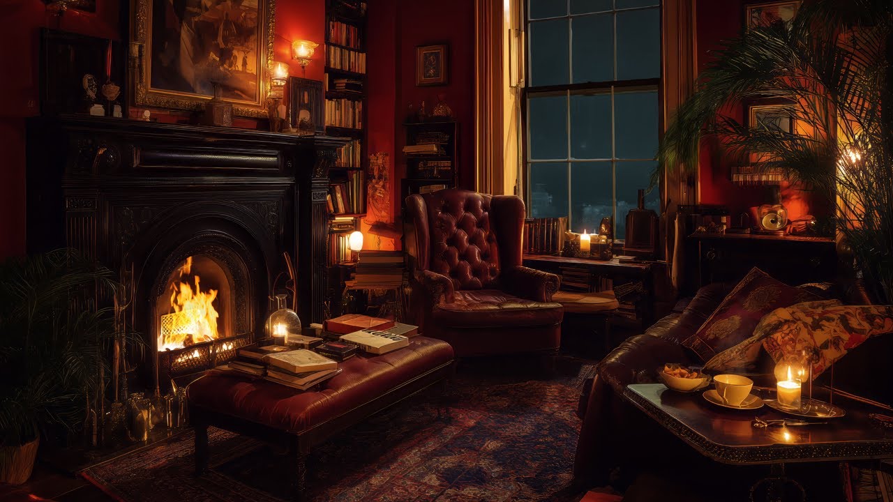 Cozy Reading Nook Ambience with Deep and Warm Fireplace Sounds for Eight Hours of Soothing Sleep