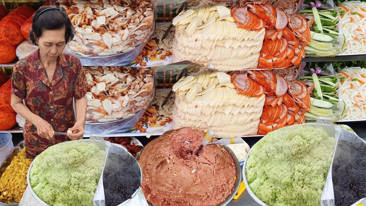 Xe XÔI BÁNH MÌ THỊT 20K ĐẦY ẮP TOPPING hai mẹ con cô Muỗi bán mỏi tay tại bùng binh PHÚ LÂM Sài Gòn