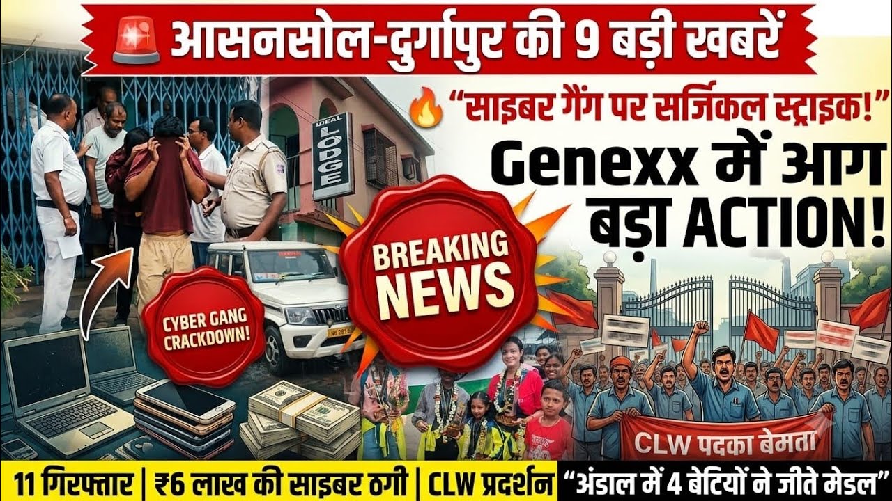 🚨 Asansol-Durgapur News | 11 Cyber Crime Arrests, ₹6 Lakh Fraud, CLW Protest, Genexx Exotica Fire | 