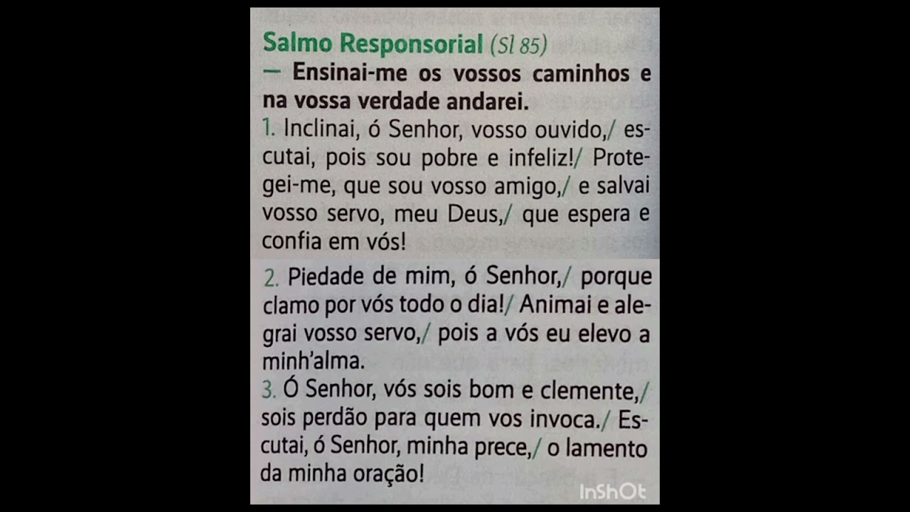Salmo 85, ( 21/02/2026, sábado ).