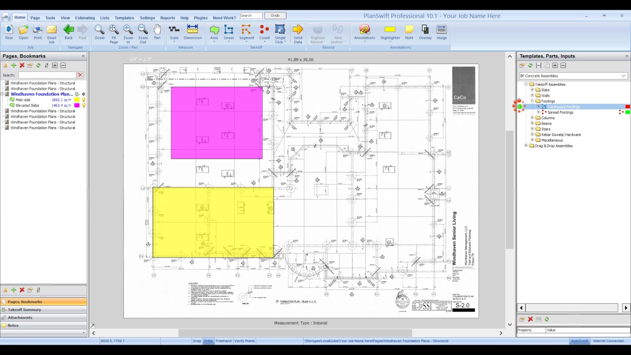 Bid Pro Concrete for PlanSwift Footing Assemblies