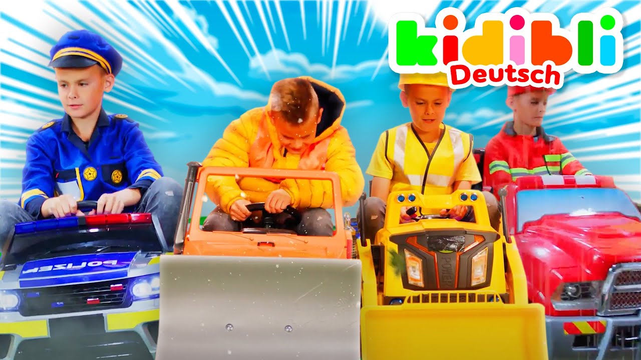 🚓Die Kinder spielen mit Autos 🚒🚜 Die Kinder tun so, als w&uuml;rden sie spielen! ⛑ Kidibli