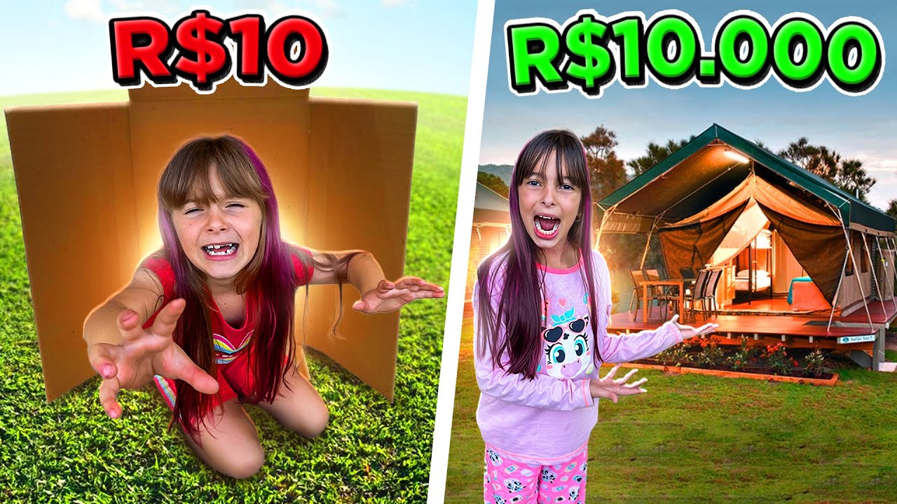 ACAMPAMENTO de R$10, R$100 ou R$1000 - Desafio (COMPILADO)