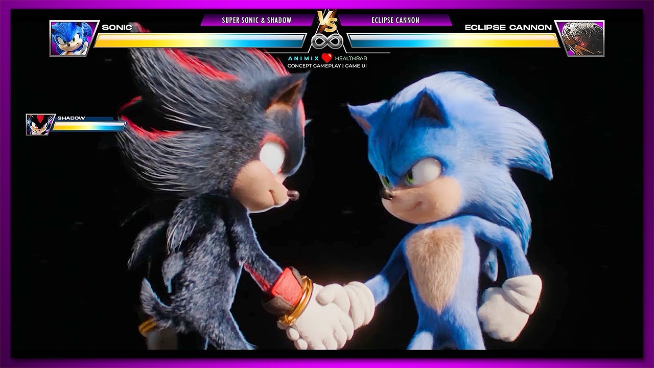 Super Shadow & Super Sonic vs Eclipse Cannon with Healthbars | Concept Game UI