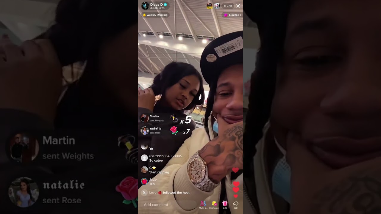 Digga D On TikTok Live With His New Girlfriend At The Airport | Audio Saviours
