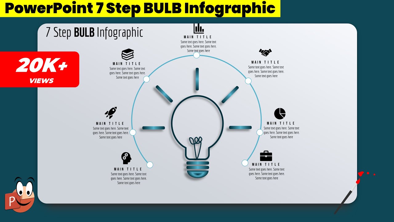 13.PowerPoint Bulb infographic | Idea Slide | 7 Step | Graphic Design | Free Template