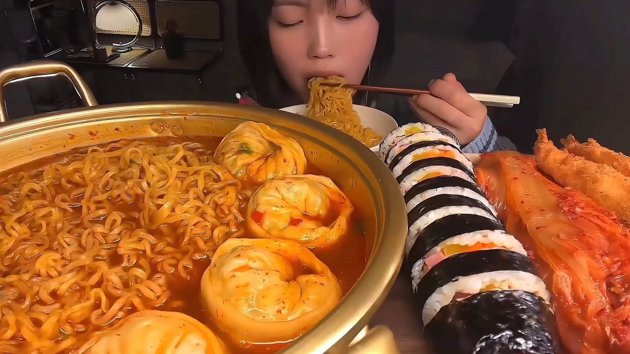 만두 라면과 김밥 ASMR Mukbang | Dumpling ramen and gimbap