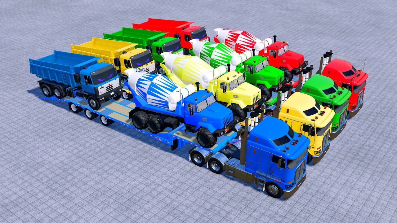Garage with Colors - ALL MIXER TRUCK WITH DOUBLE FLATBED TRAILER TRUCK, VOLVO, SCANIA - FS22 #10