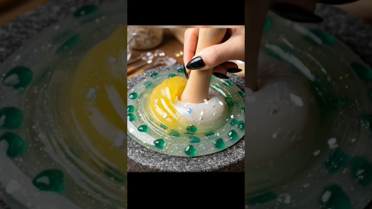 ASMR Yellow,Green and White Slime Merge