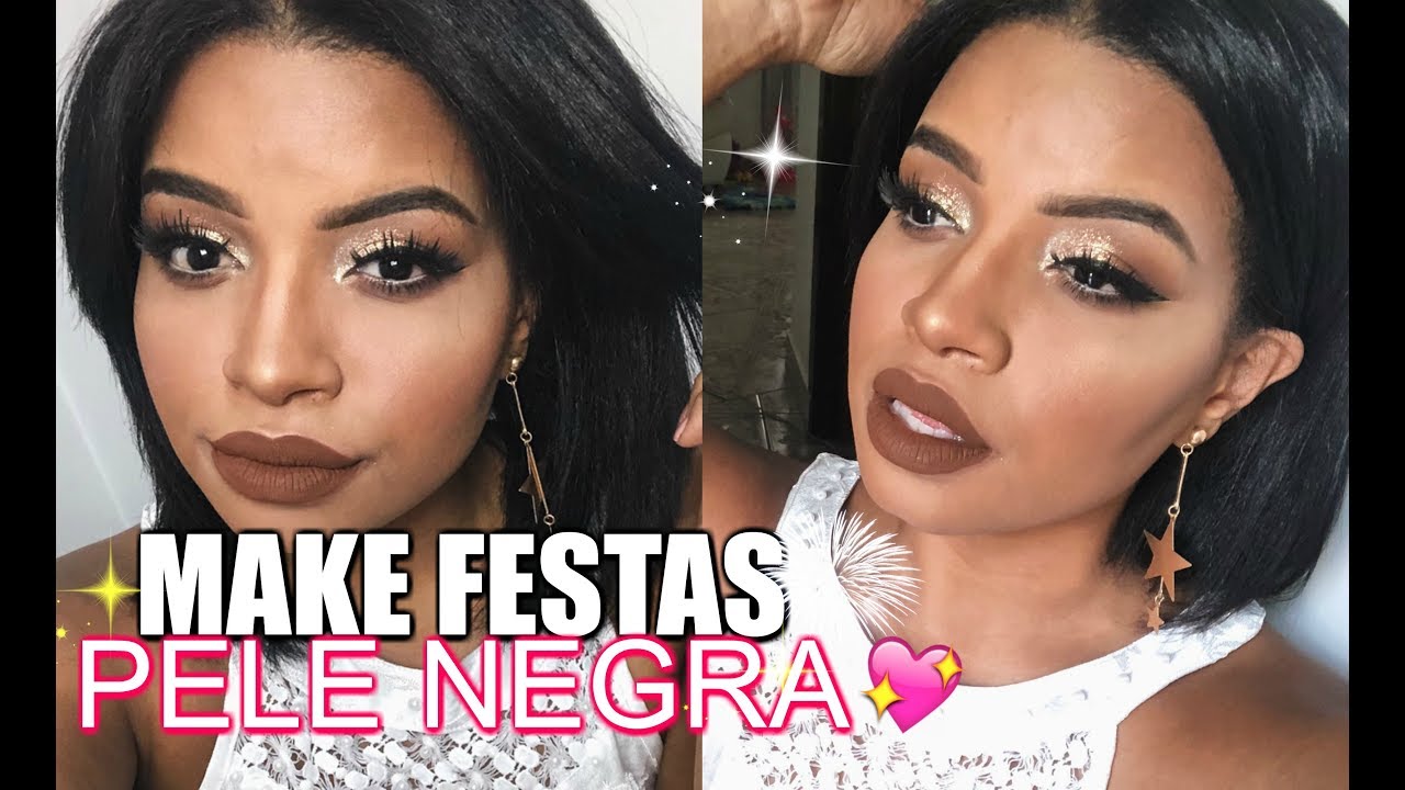 MAKE INSPIRAÇÃO REVEILLON  PELE NEGRA só com MAHAV
