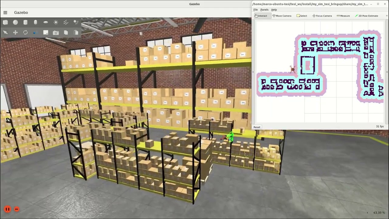 Simulation with ROS 2 Humble + Ignition Fortress (Gazebo) using the nav2 framework and Slam Toolbox